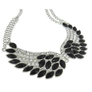 😀 New Rhinestone Studded Open Wing Biker Necklace